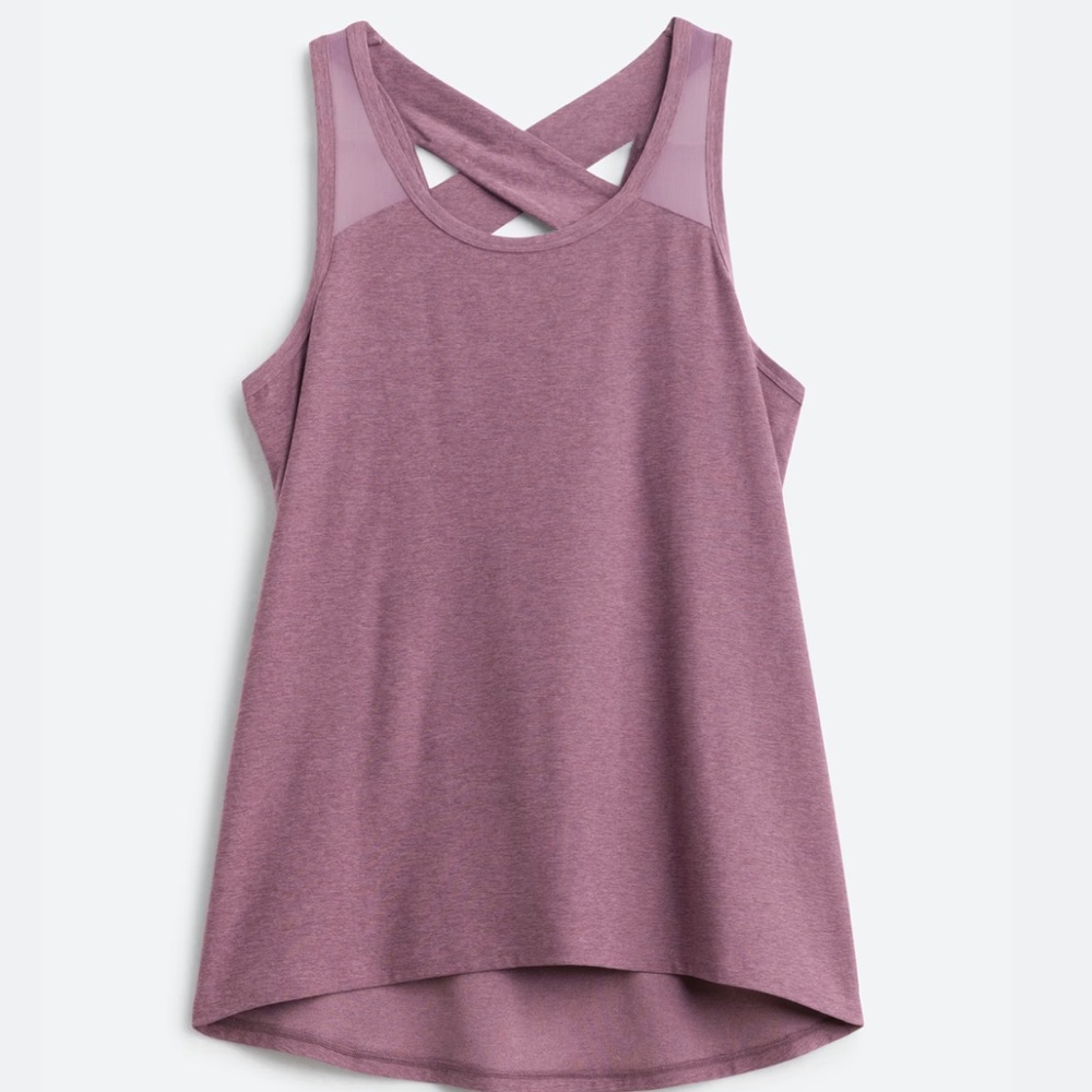 We Wander WeFlex Dark Purple Crossover Cut-Out Tank Top Size Medium